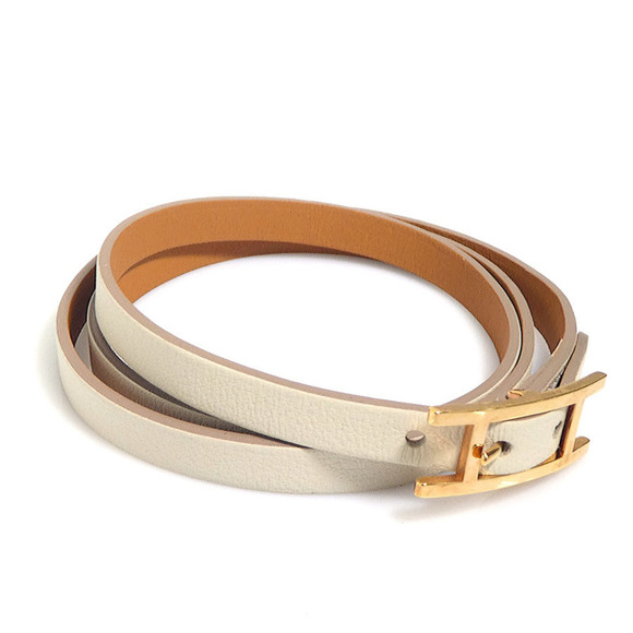 HERMES Gold Leather Charm Bracelet - Picture 1 of 5